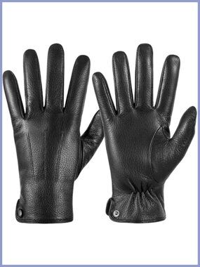 Leather Winter Gloves Wool Lined Touchscreen Texting Cold Weather
